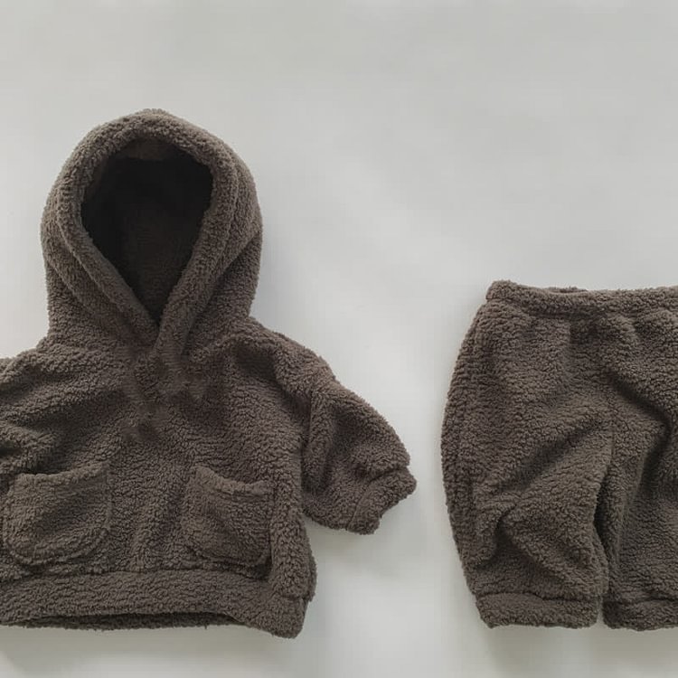 Baby Plush Warm Hoodie and Pants Set