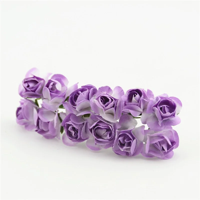 12/72/144pcs Fake Mini Artificial Paper Rose Flower Bouquet For  Wedding Decoration Handicraft DIY Scrapbooking Wreath Craft