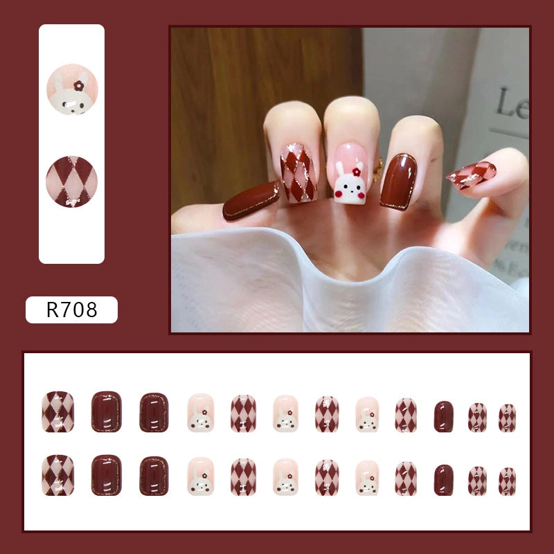 Simple And Cute Classic Style Autumn And Winter Wear Armor Cheap Hot Sale Nail Sticker Caramel Amber Finished Product Fake Nails