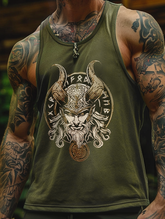 Men's Casual Viking Valhalla Warrior Pattern Vest