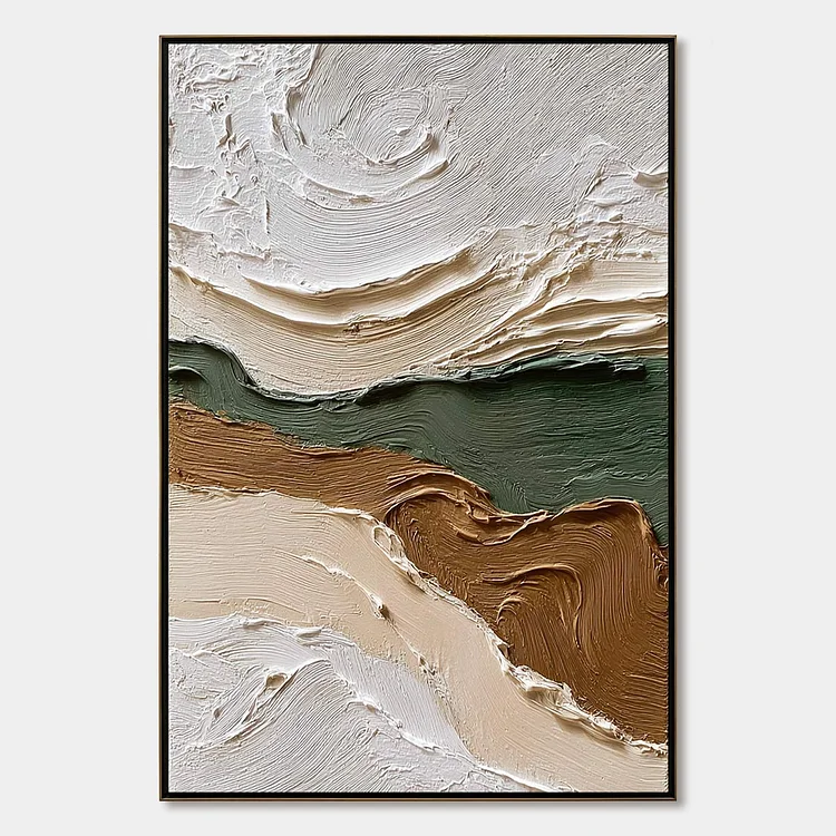 VERDANT RIDGE: Textured Wabi Sabi Abstract Landscape Painting（Canvas painting）