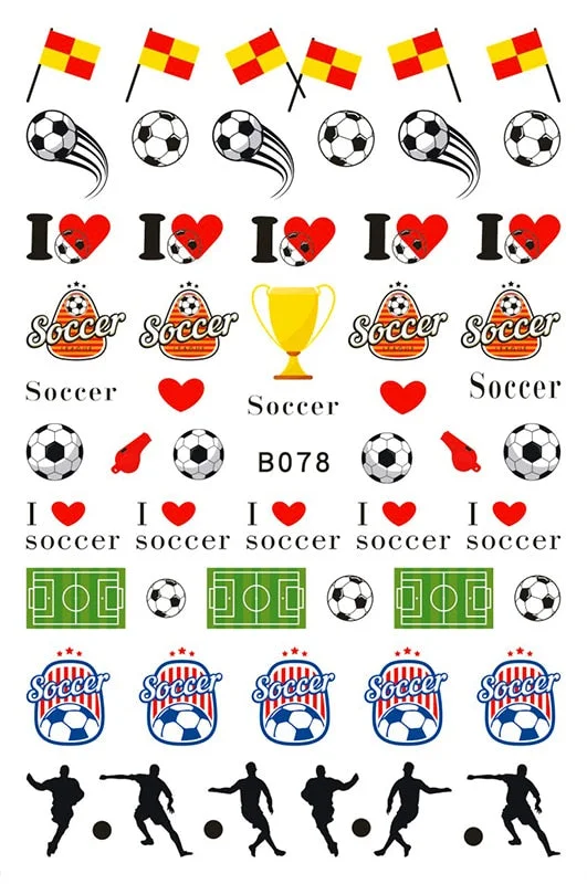 3D Flag Sport Nail Stickers for Manicure Fire Clover Decoration Decals Back Glue Designer Gymnastics Nail Art Sticker