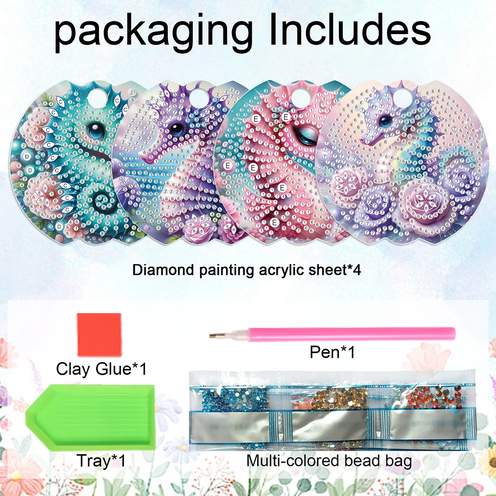 8pcs Seahorse Owl DIY Diamond Art Cup Lid Accessories Bling Tumbler Lid Plate