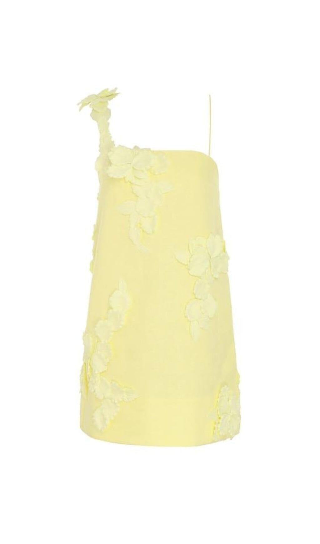 HIGH TIDE FLOWER EMBELLISHED LINEN MINI DRESS