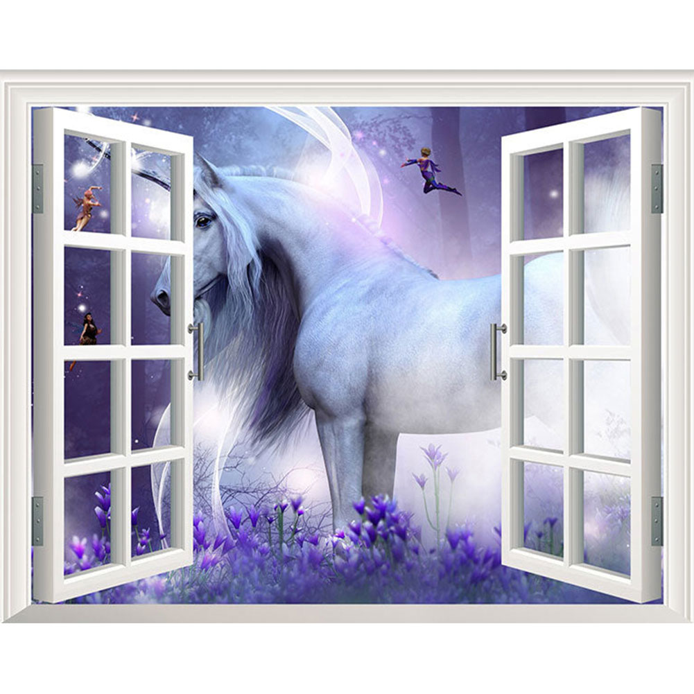

Outside Window Unicorn - Round Drill Diamond Painting - 40*30CM, 501 Original
