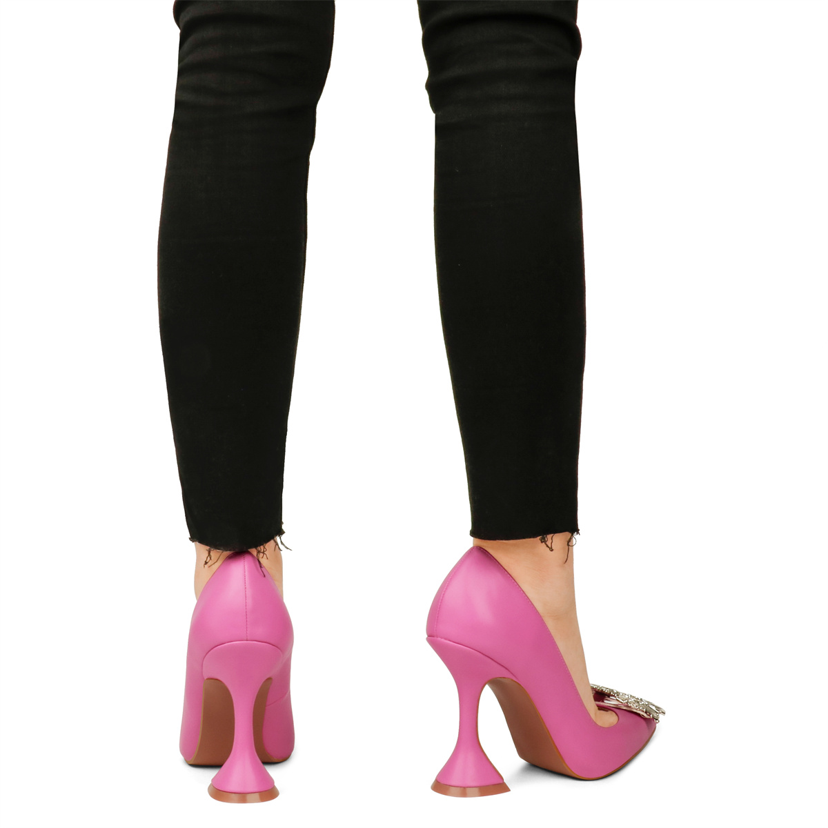 9.5cm/3.74 inch Women's Rhinestone Triangle Heel Pumps Pointed Toe Bridal Wedding Crystal Pumps