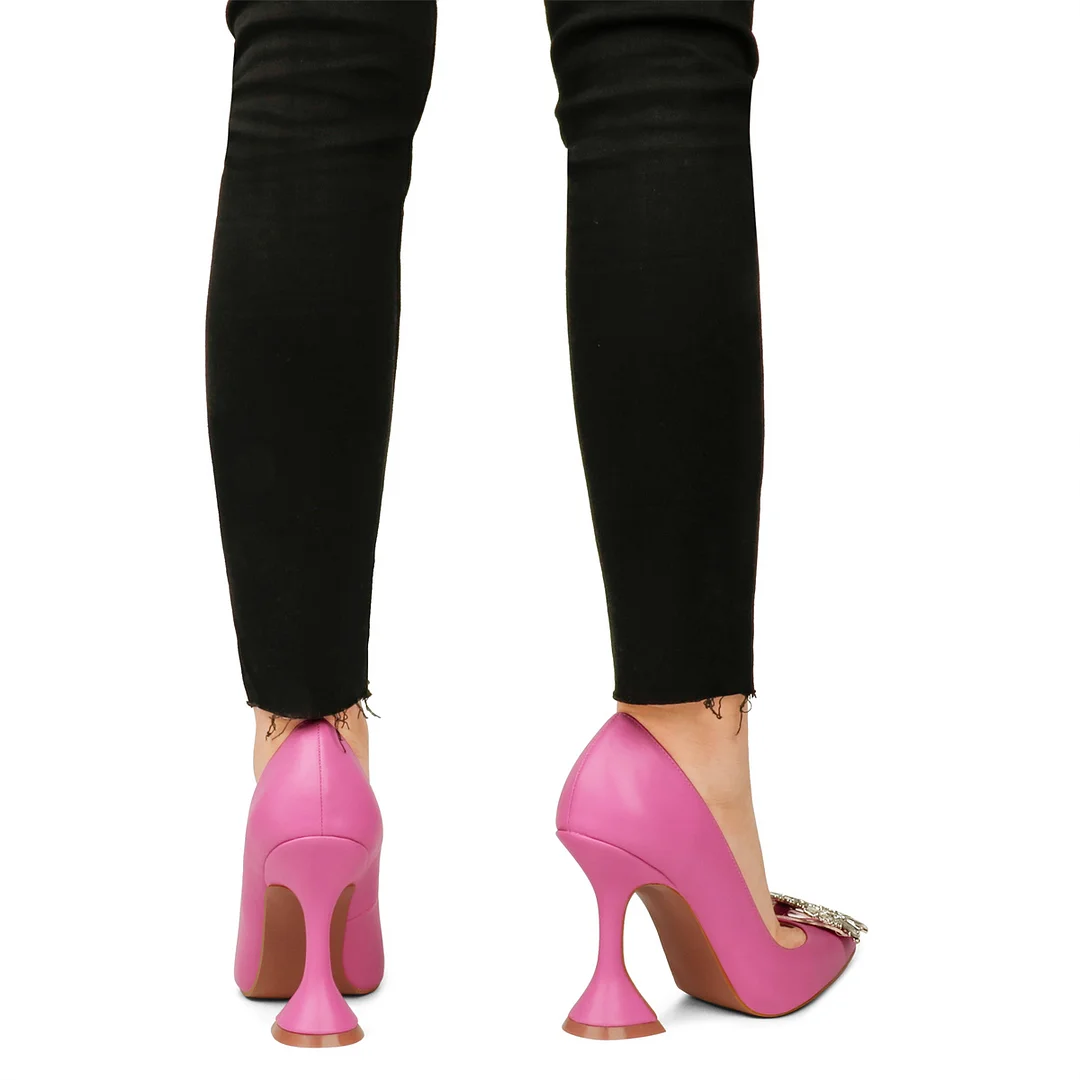 9.5cm/3.74 inch Women's Rhinestone Triangle Heel Pumps Pointed Toe Bridal Wedding Crystal Pumps