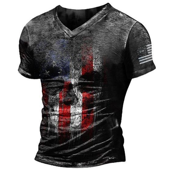 Men's Outdoor Vintage Print Freedom Short Sleeve T-Shirt