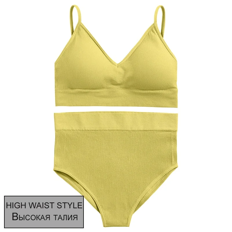 FINETOO Women Seamless Lingerie Set 10 Colors Fitness Bralette Push Up Top + Panties Suit Sports Woman Sexy Underwear Sets Femme