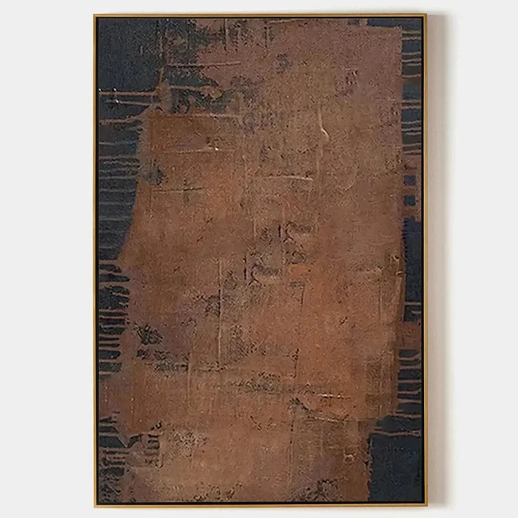 RUSTIC TEXTURE: Textured Abstract Painting in Brown（Canvas painting）