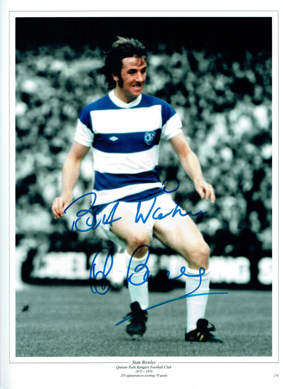 Stan BOWLES Signed Autograph Queens Park Rangers Legend 16x12 Photo Poster painting AFTAL COA