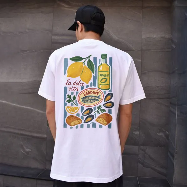 La Dolce Vita Limoncello Sardine Printed Men's T-shirt