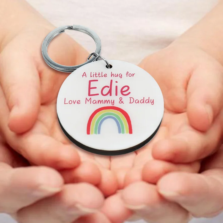 Personalized 1 Name Kids Stainless Steel Keyring, Custom Rainbow Keychain Accessories School Bag Accessories
