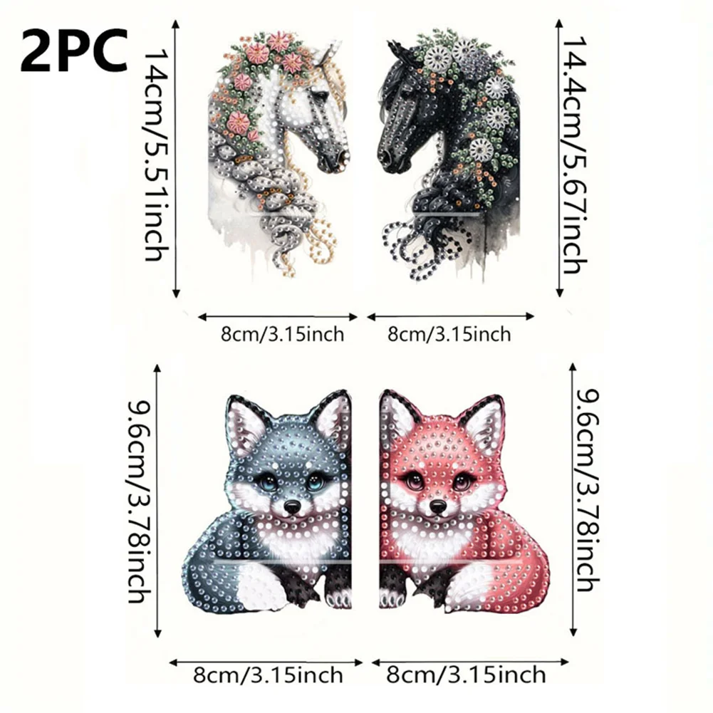 2pcs 2D Flat DIY Diamond Art Pendant DIY Home Decor Hanging Charm Decor (Horse)