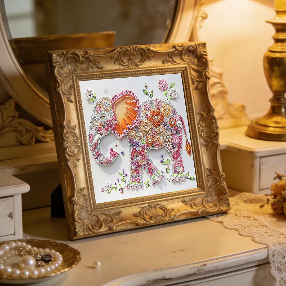 Diamond Painting - Partial Special Shaped Drill - Floral Elephant(Canvas|30x30cm)