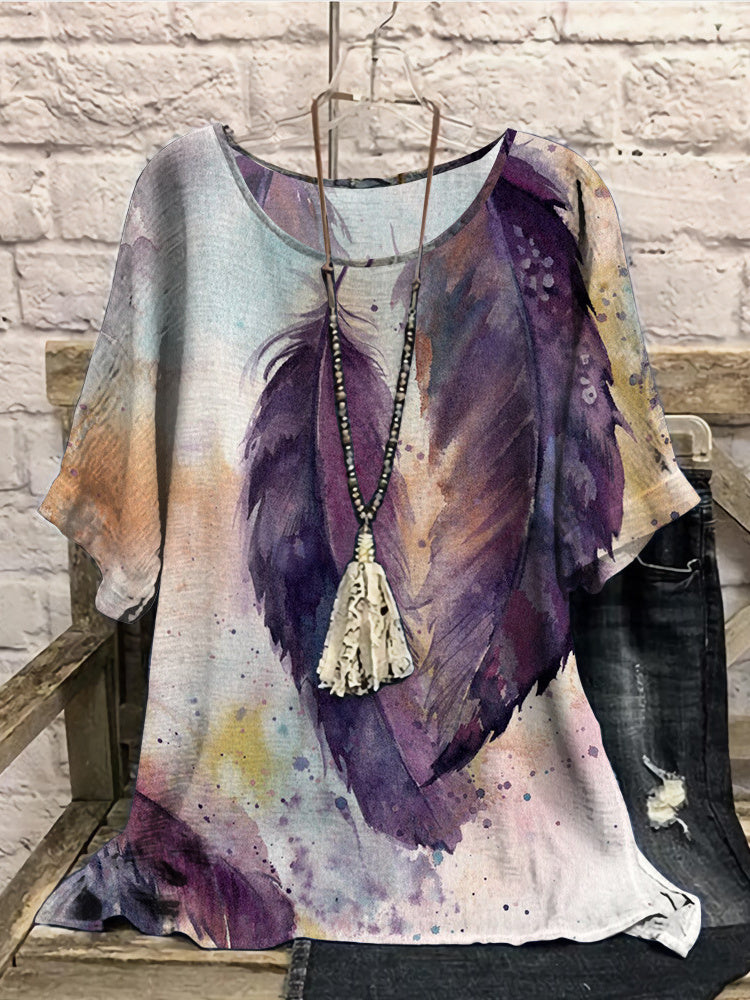 Women Long Sleeve V-neck Graphic Floral Printed Top