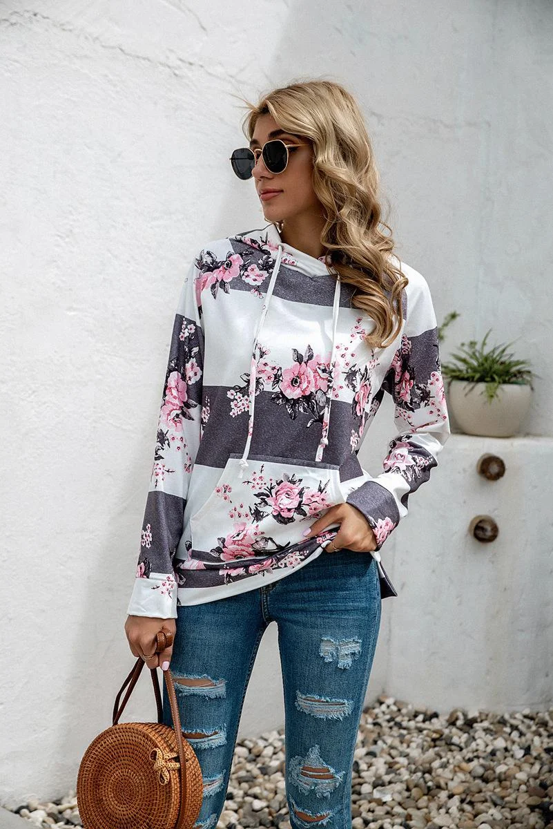 Women Stripe Hoodie Sweatshirts Autumn Winter Fashion 2020 Long Sleeve Plus Size Casual Loose Ladies Pullovers Pocket Hooded Top