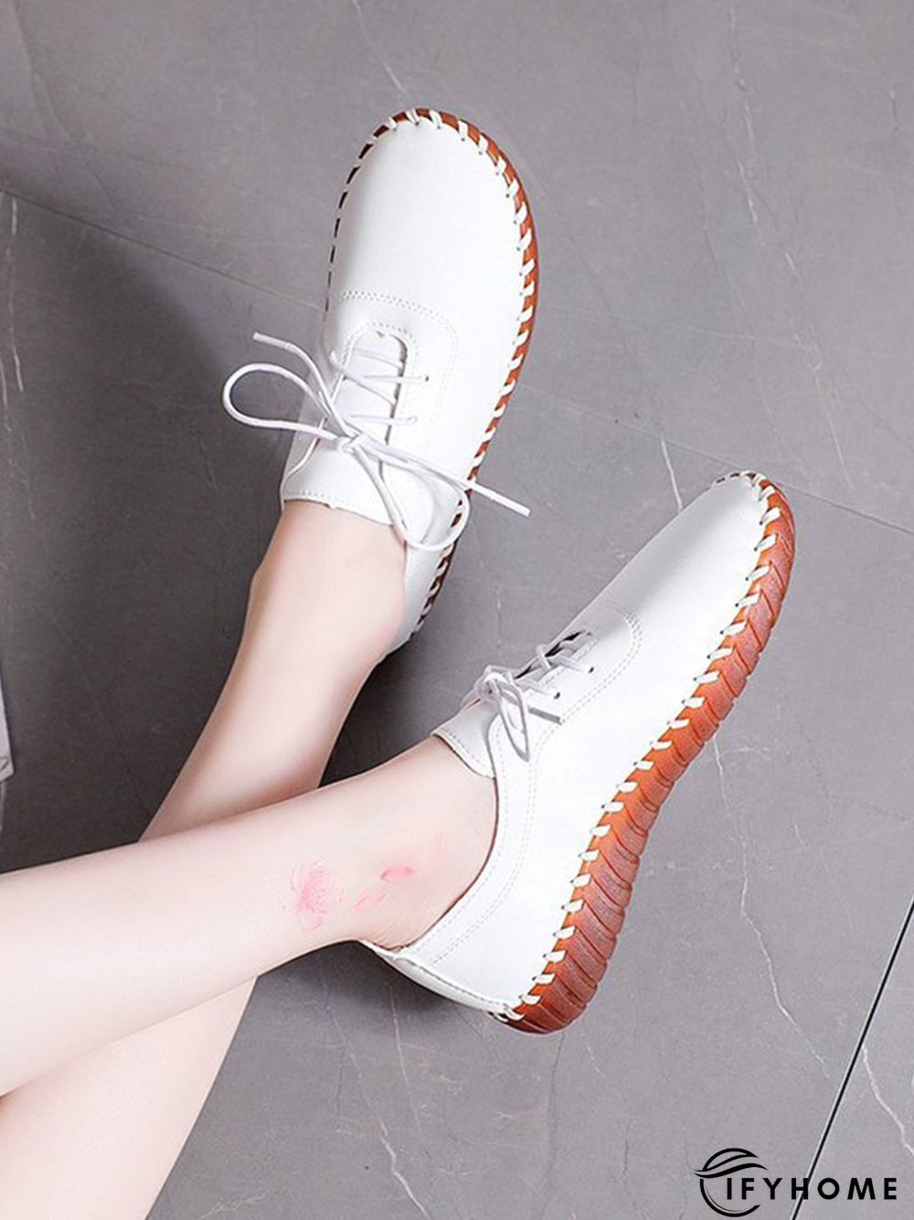 Casual Plain Lace-Up Flat Shoes | IFYHOME