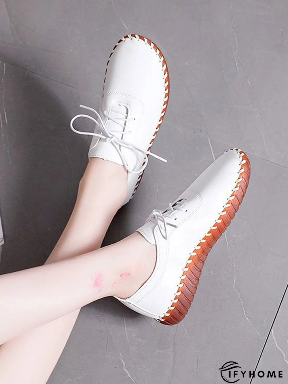Casual Plain Lace-Up Flat Shoes | IFYHOME
