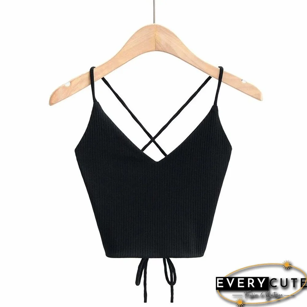 New Women Crop Tops Y2K Aesthetic Sexy Cute Summer Halter Solid Camis Fashion Casual Female Sleeveless Corset Top Tank Tops