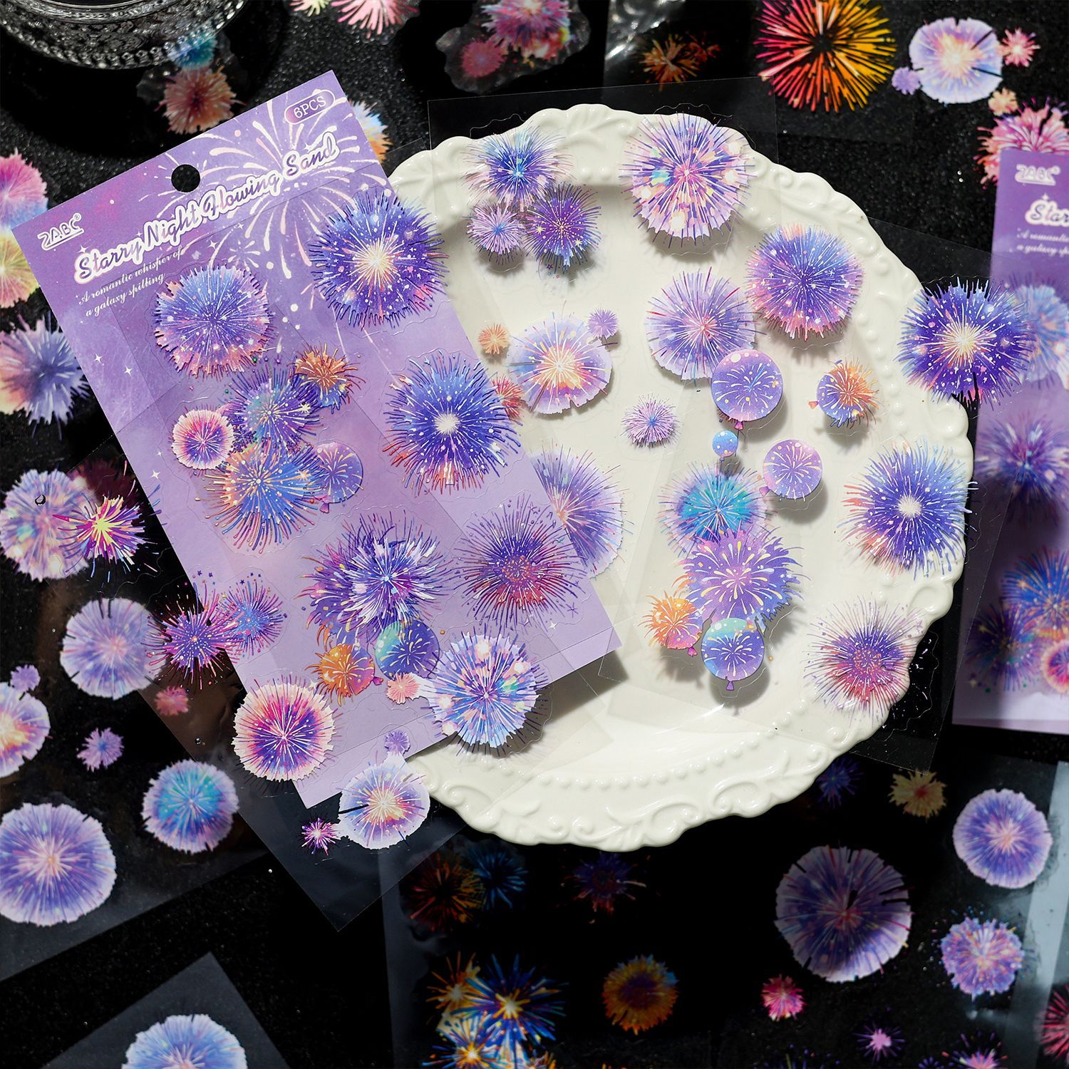 PET 스티커 - 흐르는 빛 시리즈 빈티지 컬러풀 스머지