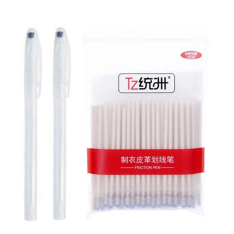 2+100Pcs Fabric Marker Heat Erasable Refills Pen Case High Temperature Disappearing Pen Rod for PU Leather Dressmaking Sewing