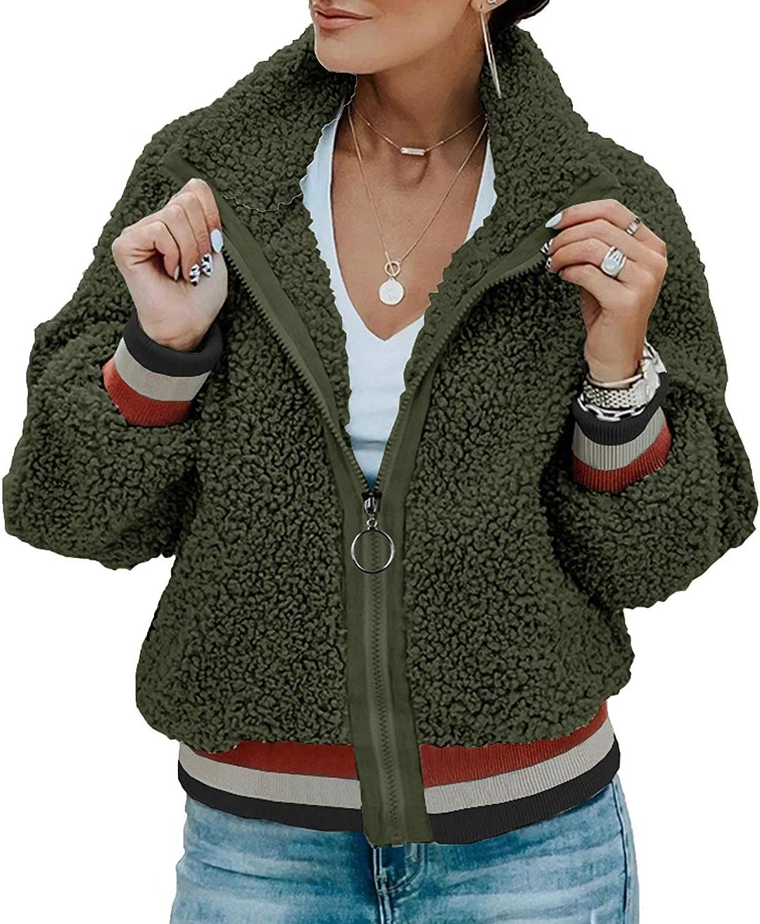 Women Fleece Leopard Coat Long Sleeve Button Down Jackets Winter Lapel Outerwear