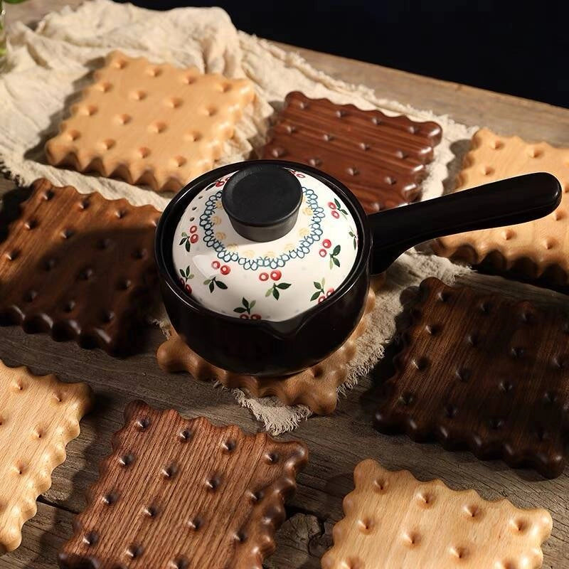 Japanese Style Cookie Coaster Beech Wood Black Walnut Wood Insulation Mat Placemat Coaster Cute Simple Pat Wind Insulation Mat