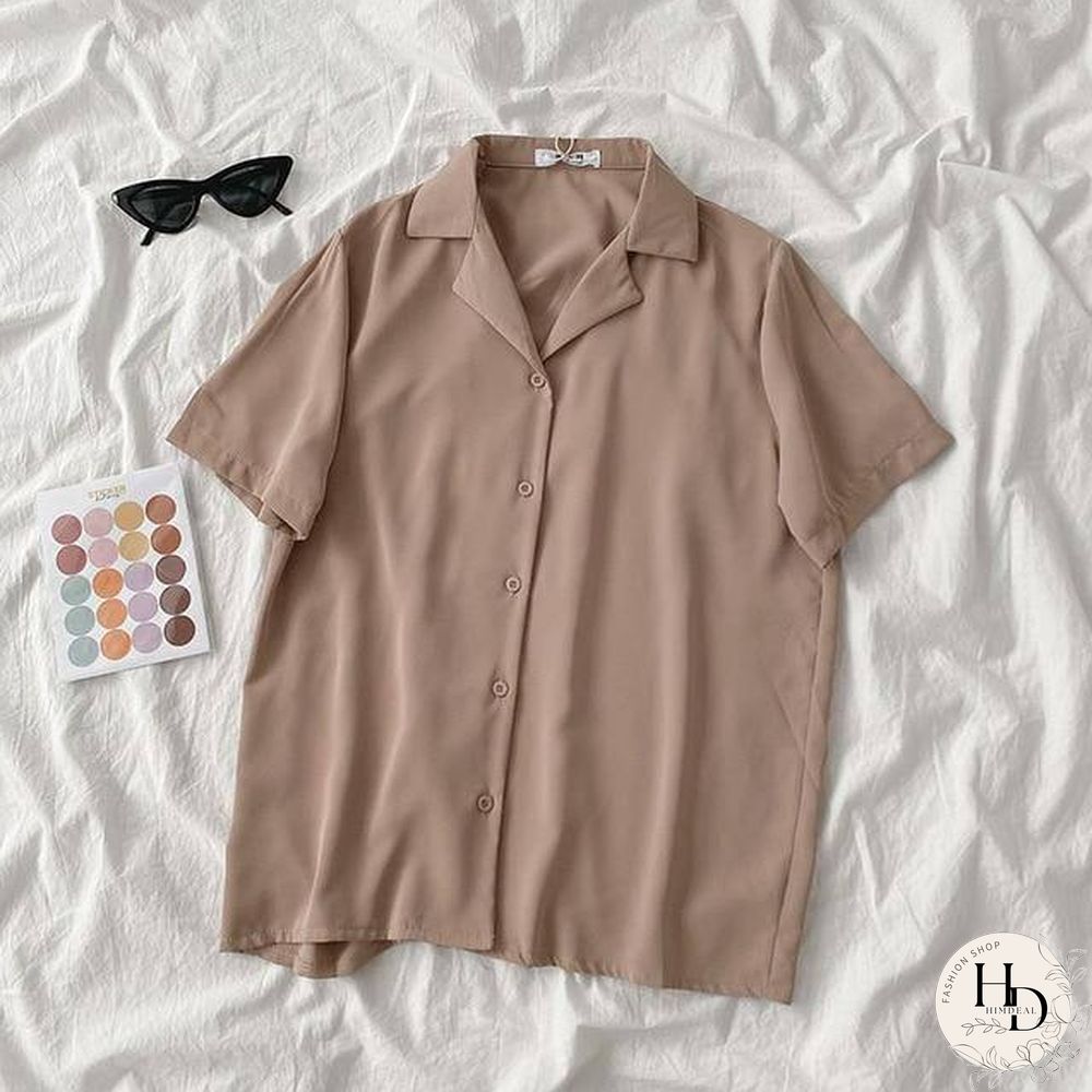 Casual Basic Short Sleeve Blouse Women V-neck Loose Office Formal Shirt Female Fashion Blue Yellow Cardigan Tops