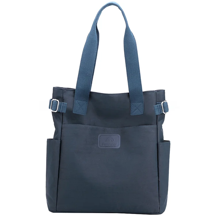 Women Shopping Handbag Zipper Waterproof Foldable Hobo Bag (Dark Blue)