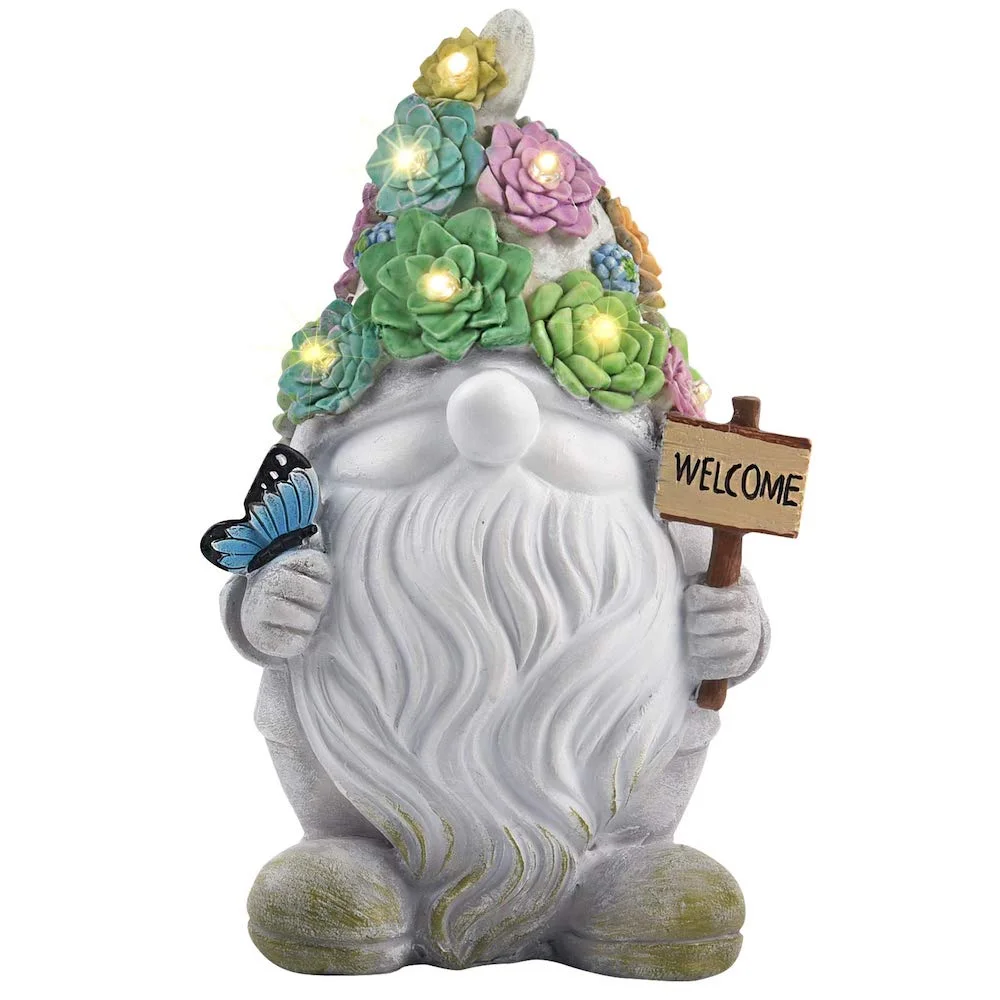 Garden Gnome Statue with Solar LED Lights