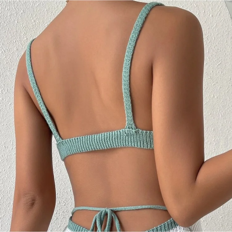 Toloer Toloer Summer New Sling Stripe Color Back Strap Knit Wool Dress Woman-Outfit Ideas