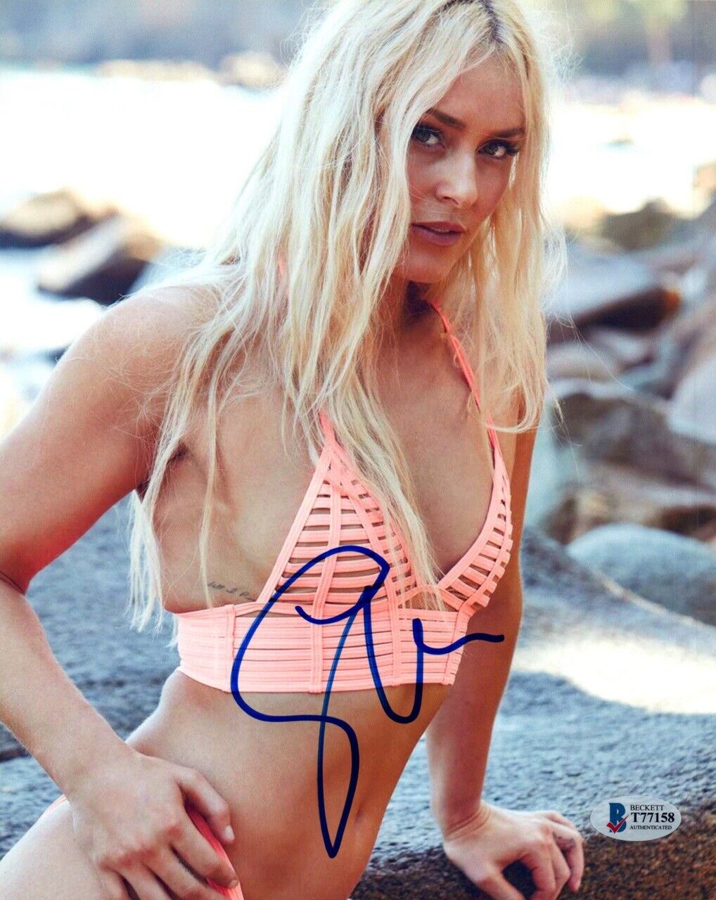 Lindsey Vonn Signed Autograph 8x10 Photo Poster painting Olympic Skier Sexy Swimsuit Beckett COA