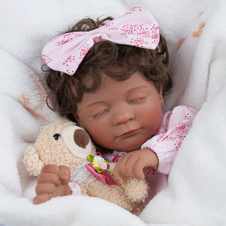 Babeside 17'' Adorable Reborn Baby Doll African American Sleeping Girl Nate