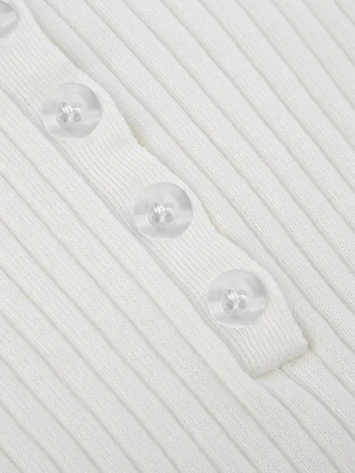 Brownm Solid Breasted Ribbed Long Sleeve Knit