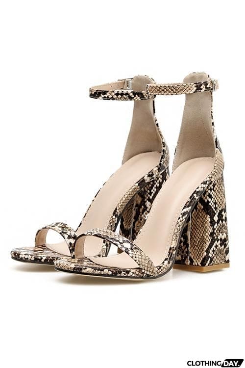 Snake Chunky Heels Sandals