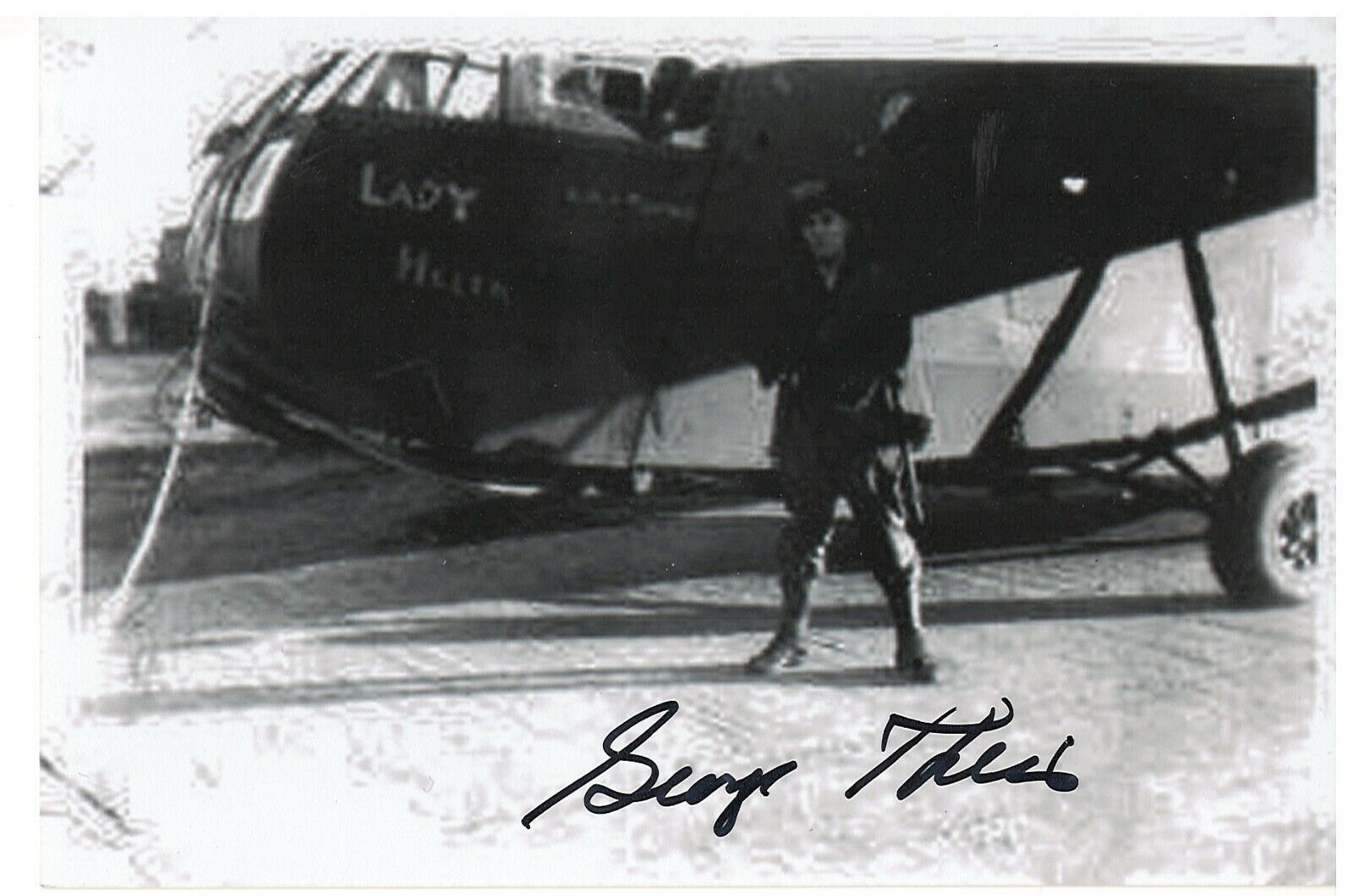 GEORGE THEIS 96TH TROOP CARRIER SQDN OPERATION VARSITY GLIDER PILOT SIGNED Photo Poster painting