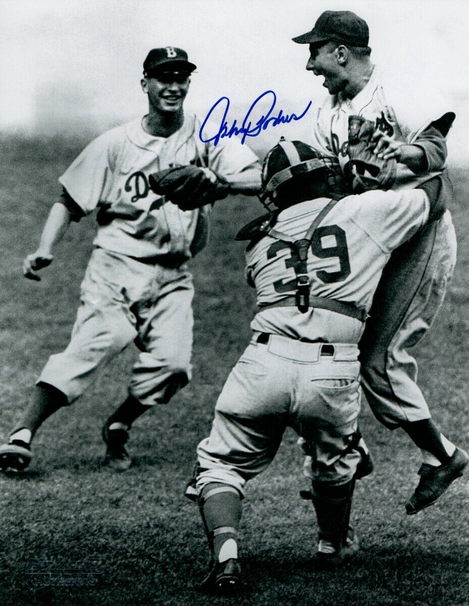 Johnny Podres Signed Autographed 10X13 Photo Poster painting Brooklyn Dodgers Celebration w/COA