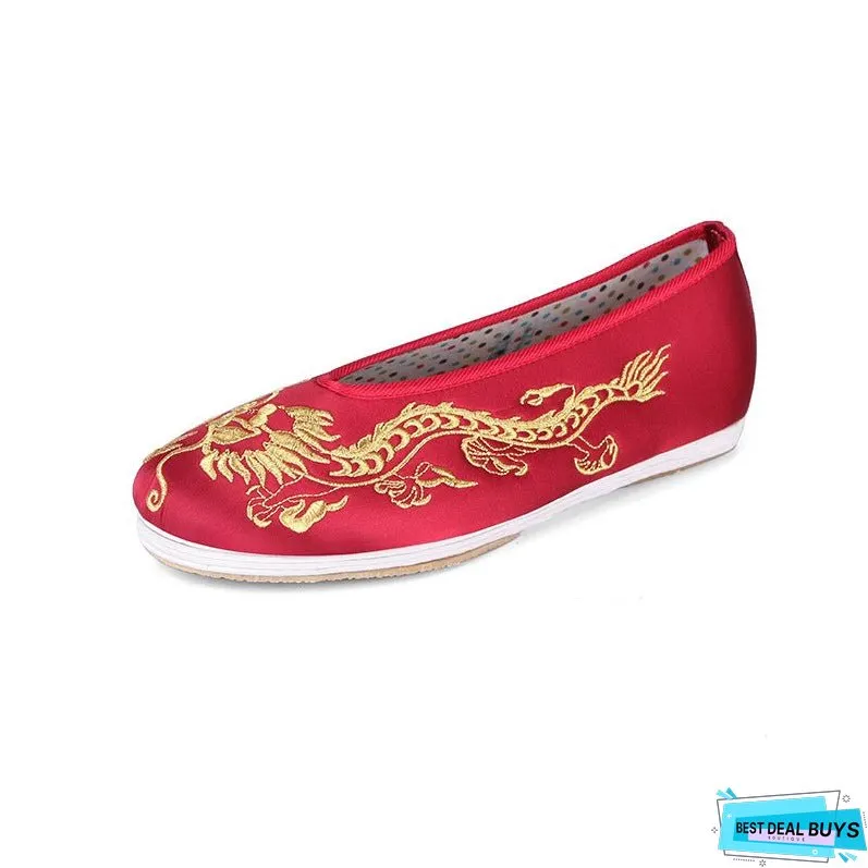 Men's Embroidered Bridegroom Flat Bride And Canvas Shoes