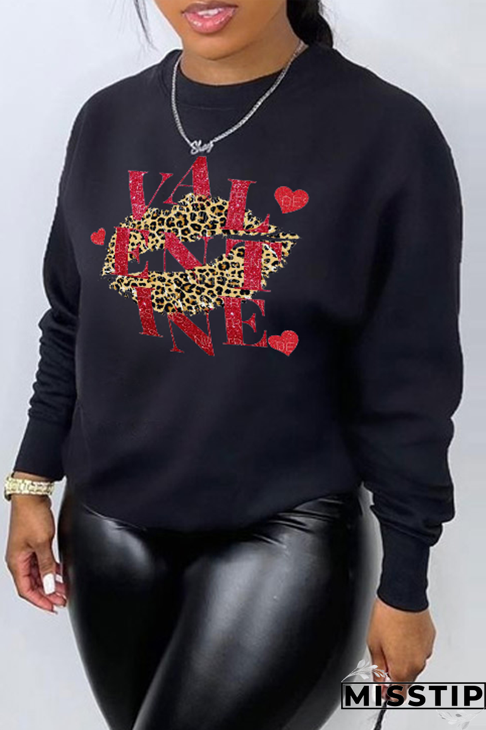 Black Street Print Letter Tops