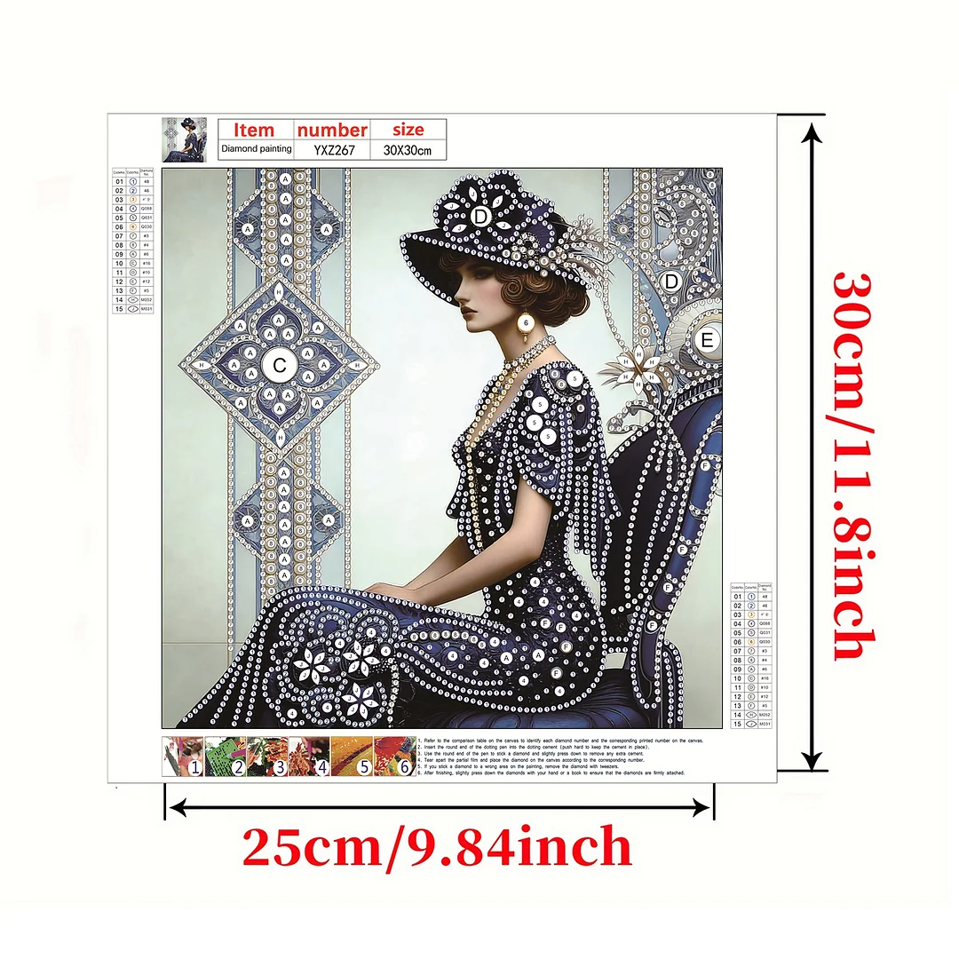 Dark Blue Beauty Special Shaped 5D DIY Partial Drill Diamond Painting Kit30x30cm