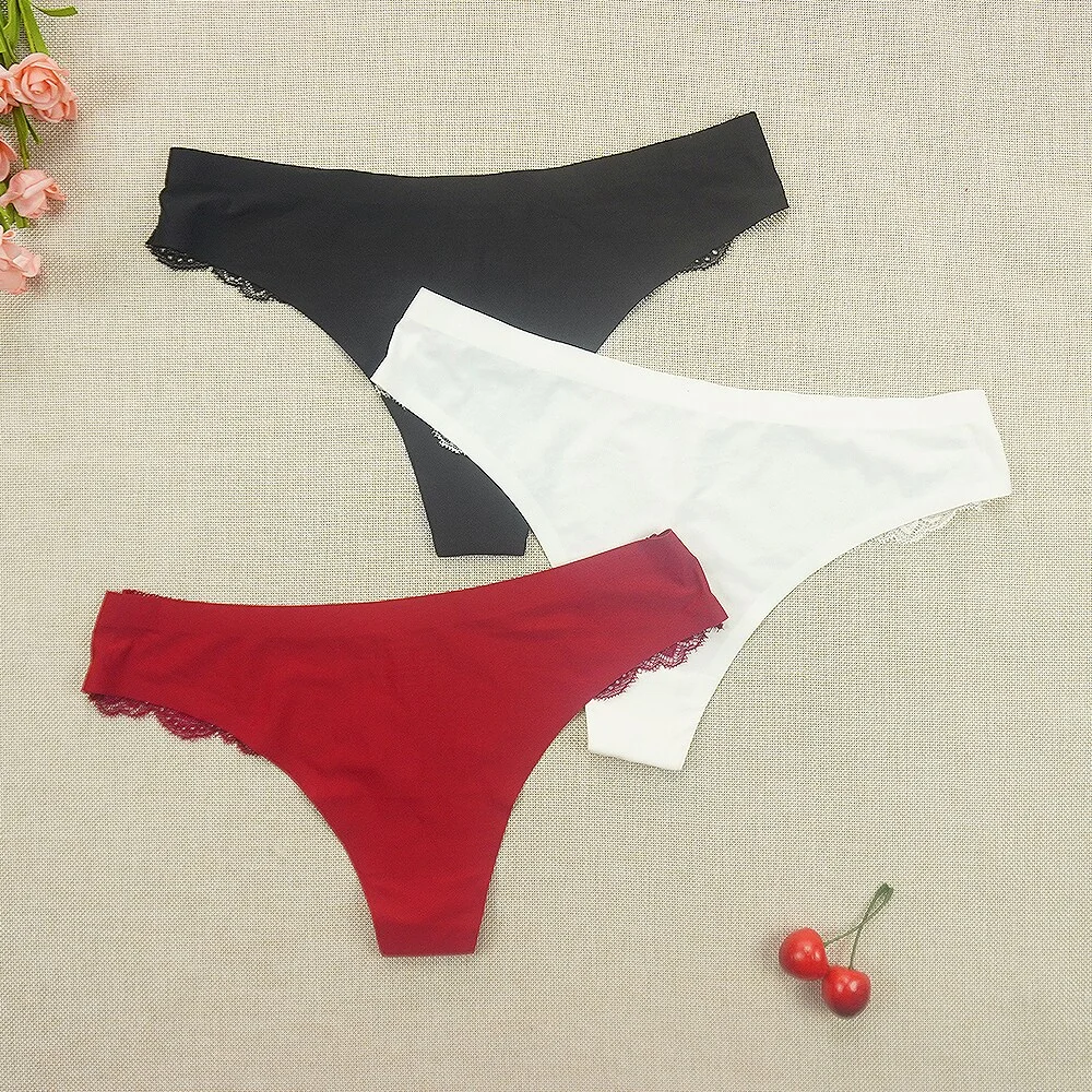 Billionm Women's Thong Lace Erotic Panties Sexy Transparent Tangas Lingerie Female Underpants Seamless Hollow Out G String