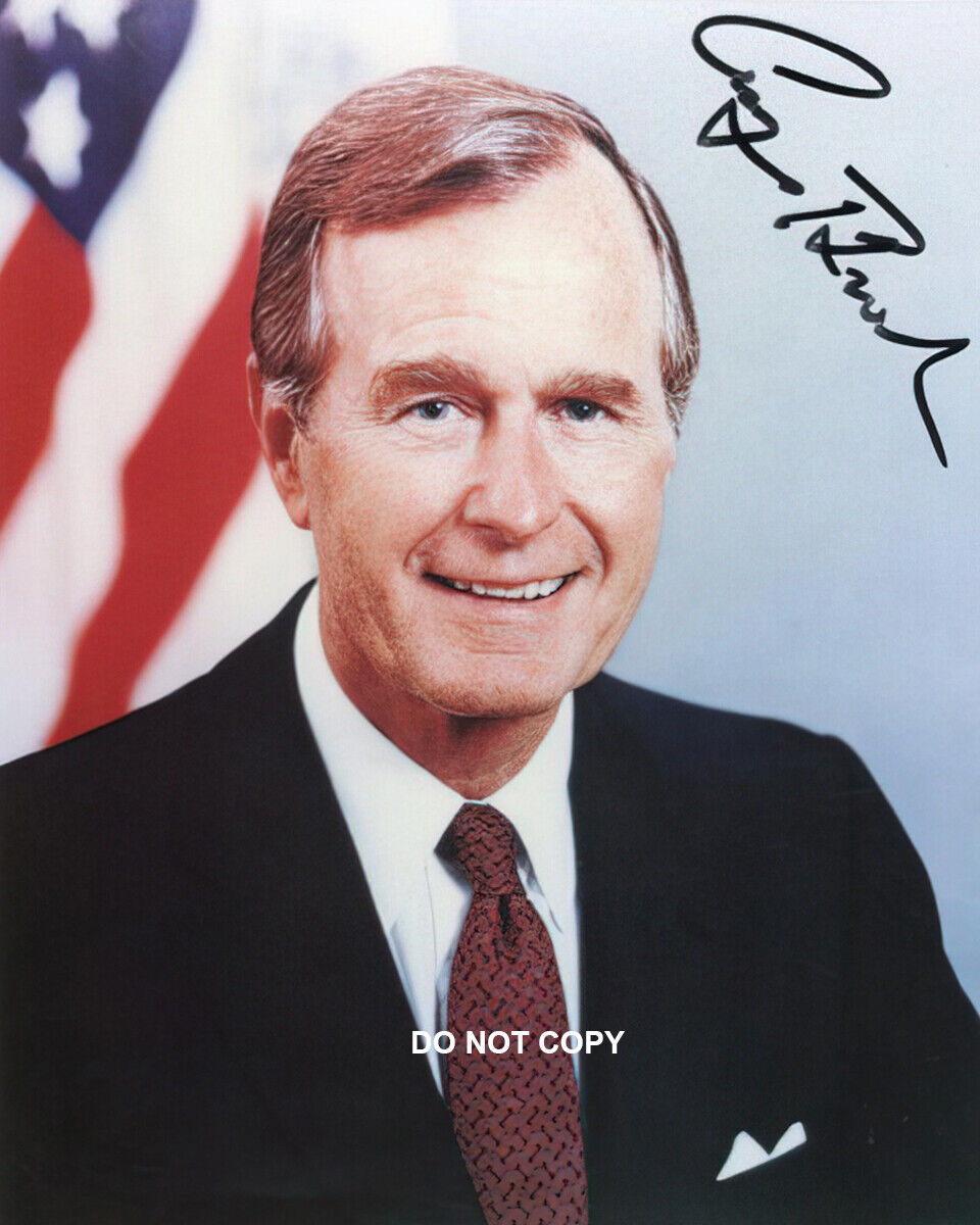 George H.W. Bush - Autograph 8x10 Photo Poster painting (41st President) Reprint