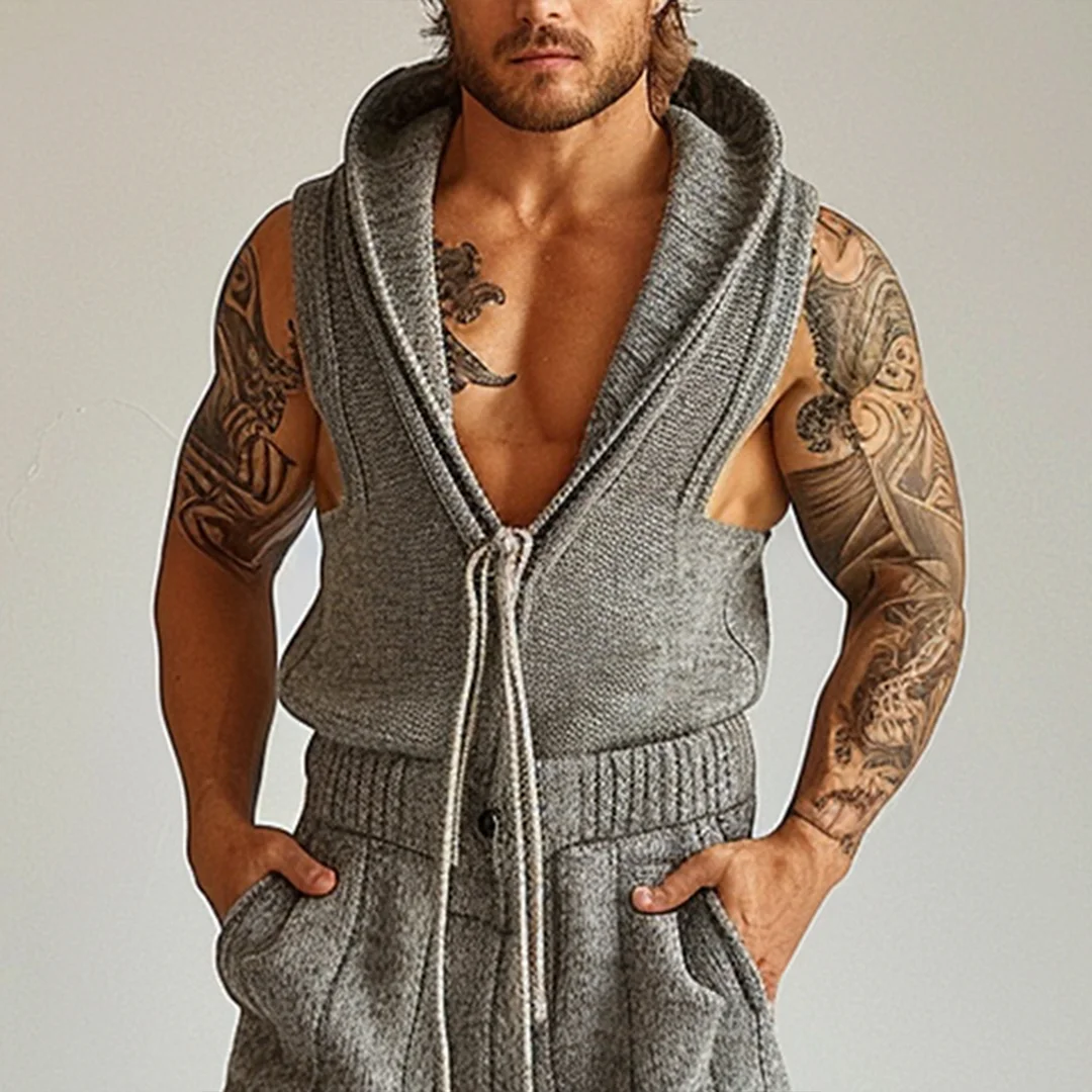 Men's Knitted Sleeveless Suit-inspireuse