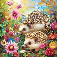 Hedgehog In The Flowers - Diamond Painting