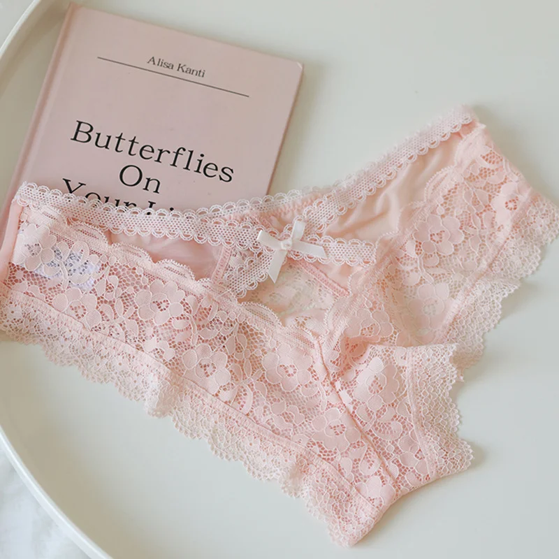 Uveng Uveng Lace Thong Women Cotton T-Shirt Cut-Out Low-Waisted Bow Cross Peach Ass Trousers