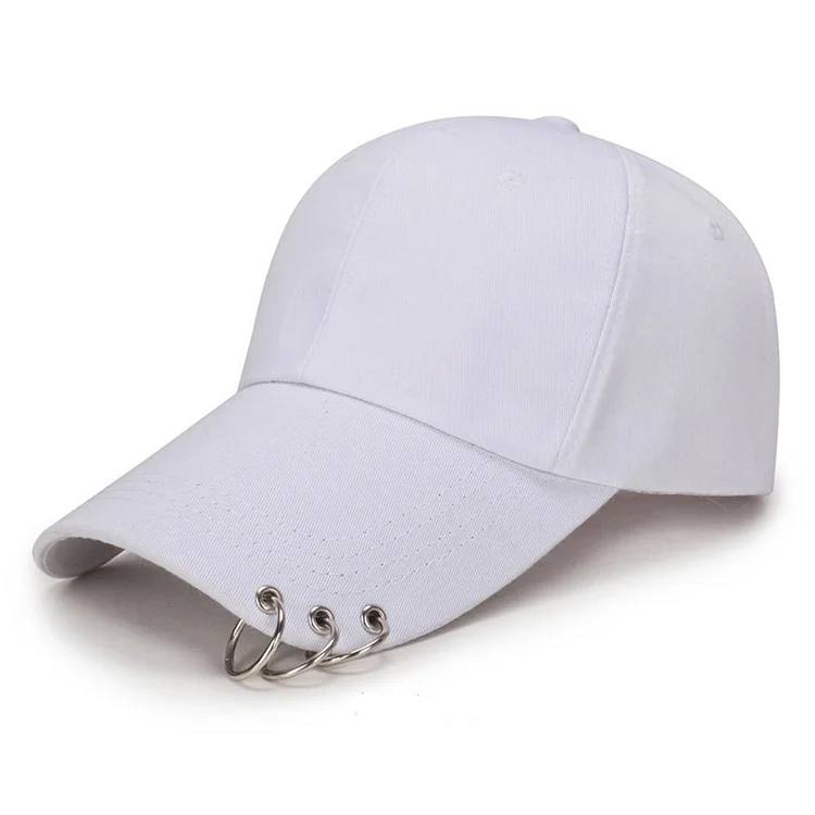 Women Men Hip Hop Kpop Snapback Baseball Cap Solid Color With Ring Sport Dancing Travel Lover Dad Hat Caps Streetwear Adjustable