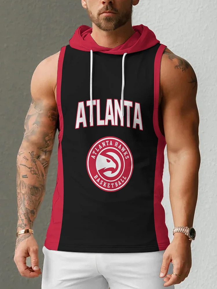 Atlanta Hawks Men's Casual Comfy Sleeveless Hooded Tank Top