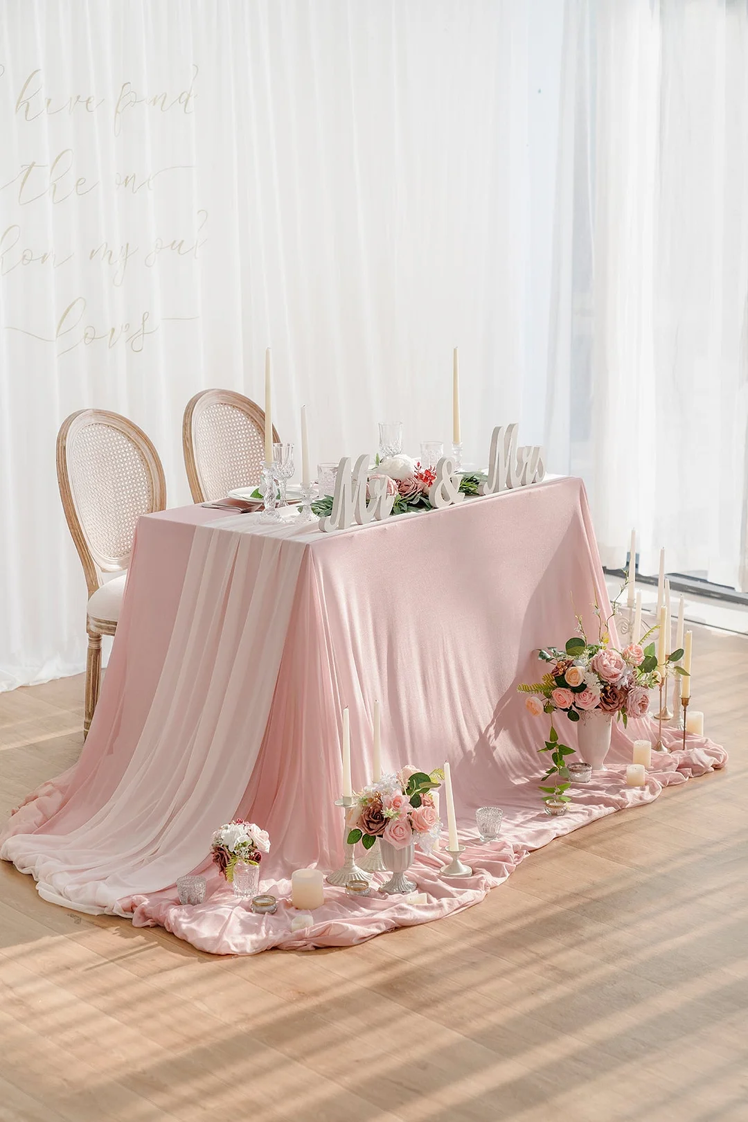 Table Cloth & Table Runner Set for Sweetheart/Head Table - 13 Colors