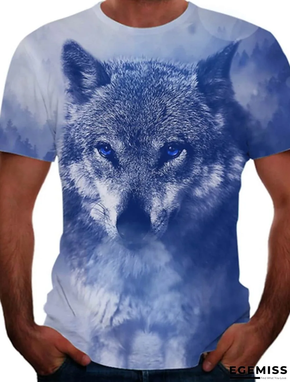 Men's Tee T shirt Shirt 3D Print Graphic Wolf Animal Plus Size Print Short Sleeve Street Tops | EGEMISS
